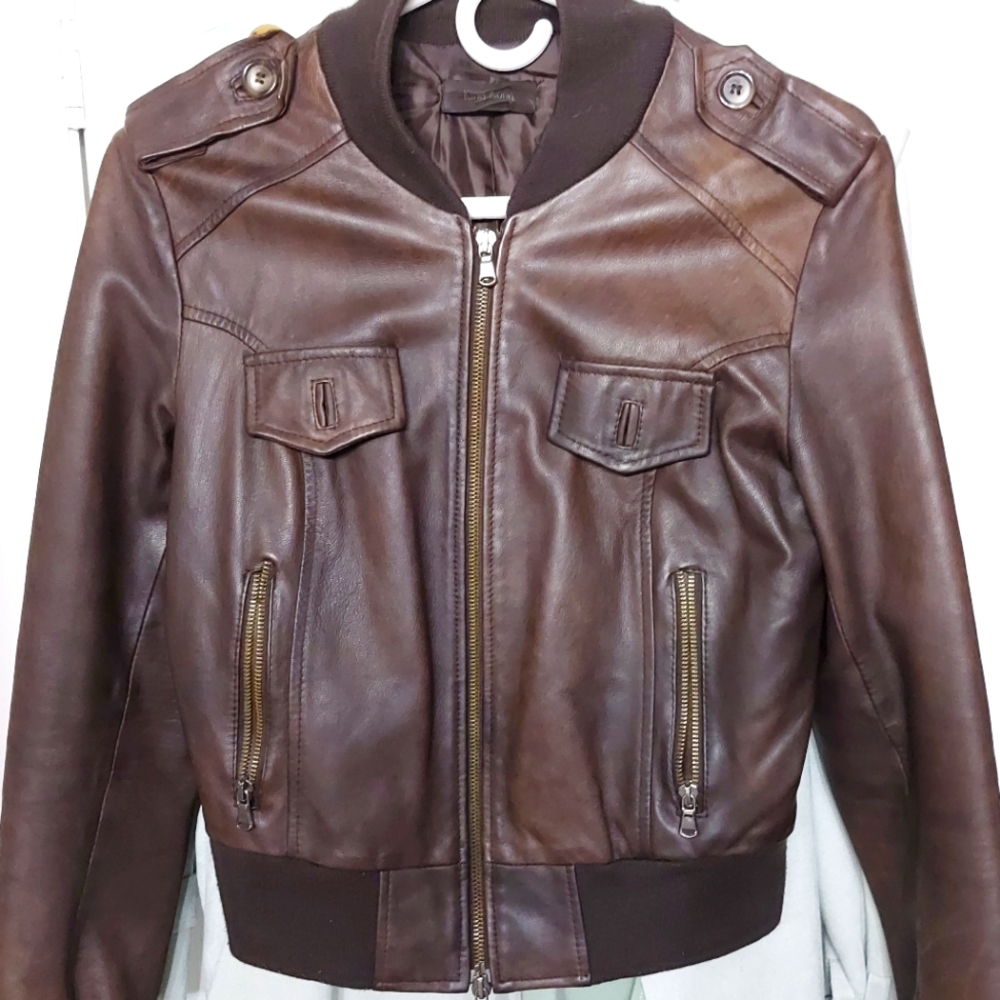Brown real leather jacket from Italy. Size xs or s.